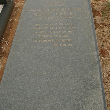 EBERSOHN Johannes Francois Petrus 1933-1987