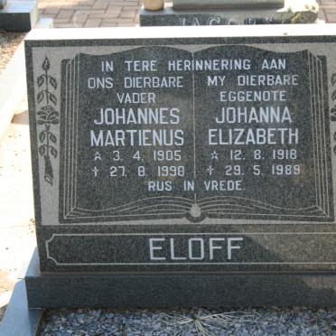ELOFF Johannes Martienus 1905-1998 &amp; Johanna Elizabeth 1918-1989
