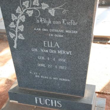 FUCHS Ella nee VAN DER MERWE 1891-1972