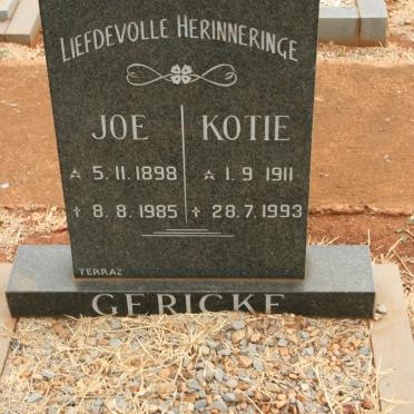 GERICKE Joe 1898-1985 &amp; Kotie 1911-1993