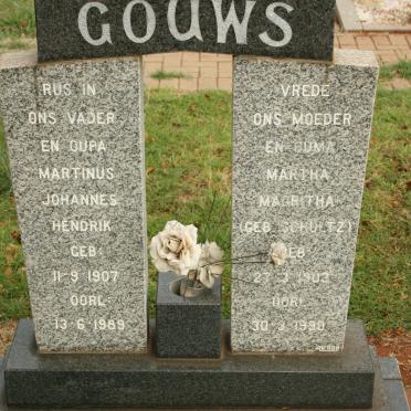 GOUWS Martinus Johannes Hendrik 1907-1989 &amp; Martha Magritha SCHULTZ 1903-1990