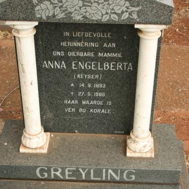 GREYLING Anna Engelberta nee KEYSER 1893-1986