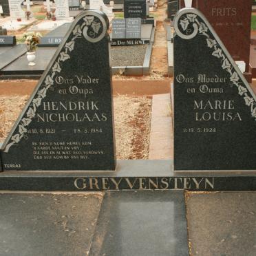 GREYVENSTEIN Hendrik Nicholaas 1921-1984 &amp; Marie Louisa 1924-