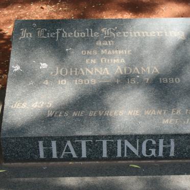 HATTINGH Johanna Adama 1909-1980