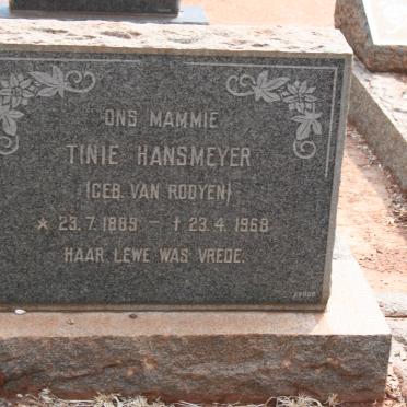 HANSMEYER Tienie nee VAN ROOYEN1889-1968