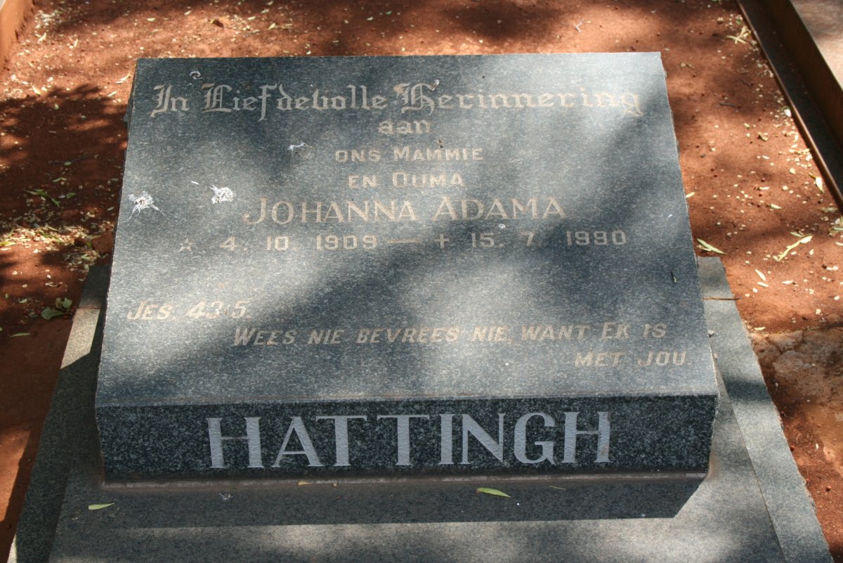 HATTINGH Johanna Adama 1909-1980