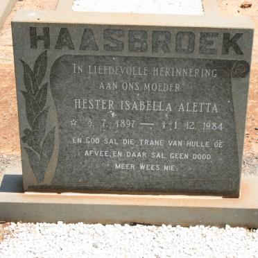 HAASBROEK Hester Isabella Aletta 1897-1984