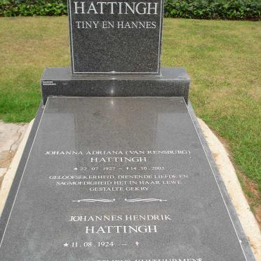 HATTINGH Johannes Hendrik 1924- &amp; Johanna Adriana VAN RENSBURG 1927-2003
