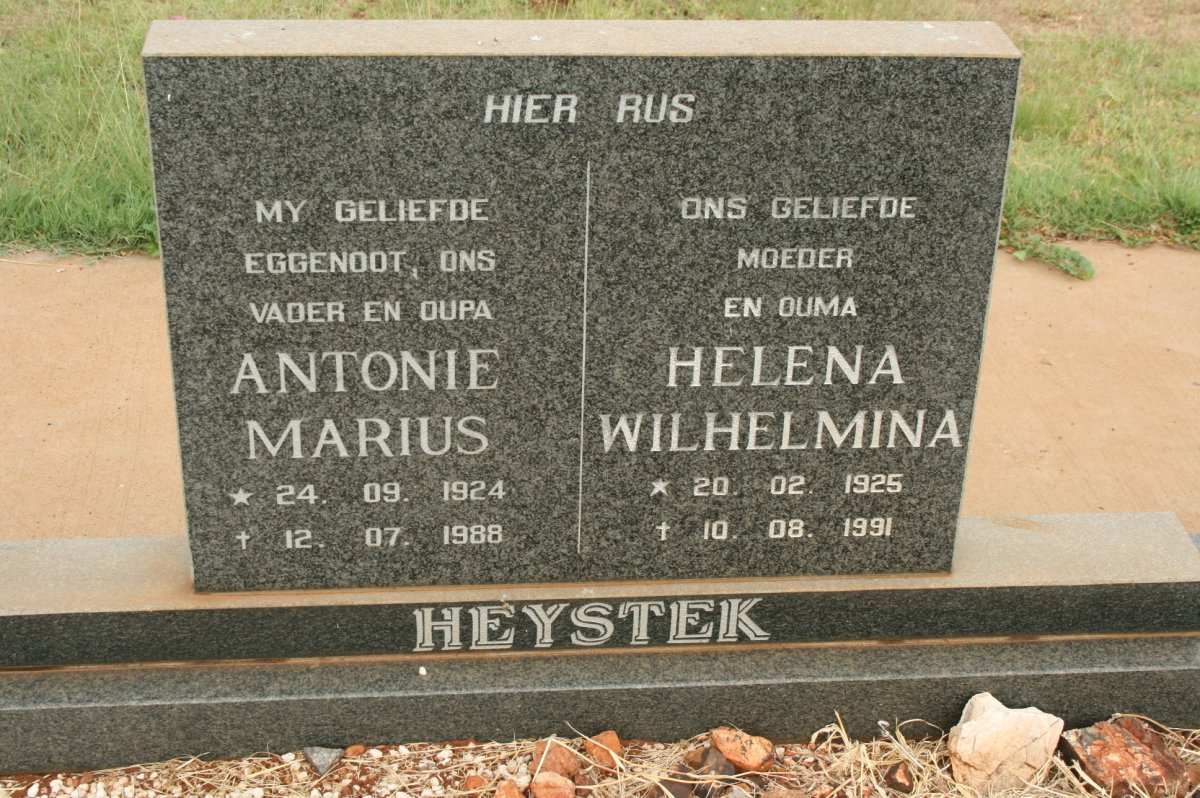 HEYSTEK Antonie Marius 1924-1988 &amp; Helena Wilhelmina 1925-1991