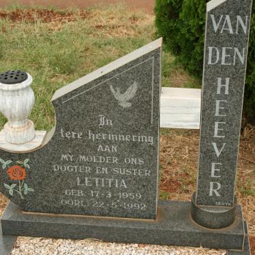 HEEVER Letitia, van den 1959-1992