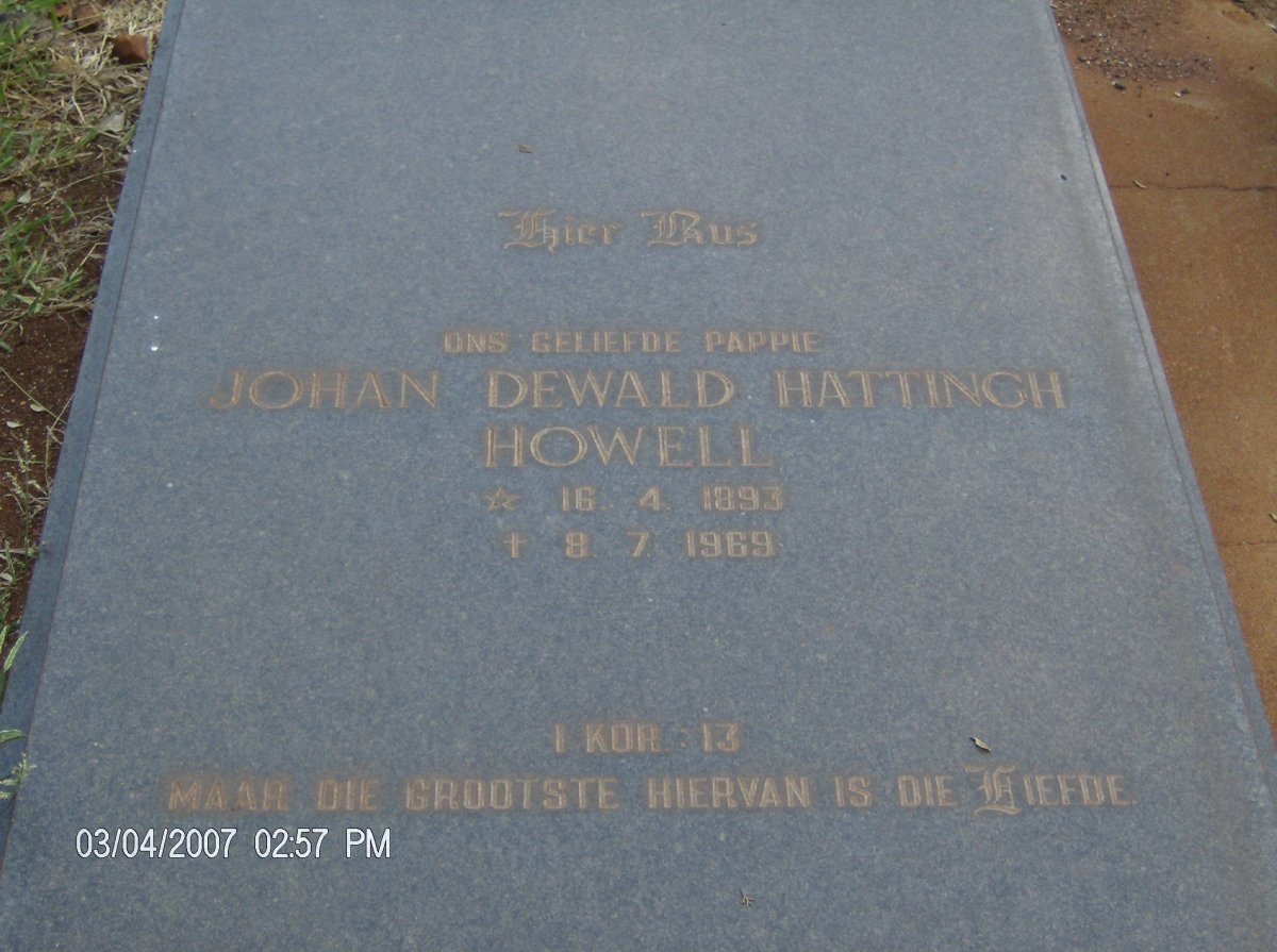 HOWELL Johan Dewald Hattingh 1893-1969