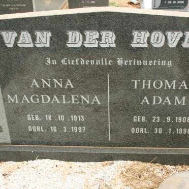 HOVEN Thomas Adam, van der 1908-1996 &amp; Anna Magdalena 1913-1997