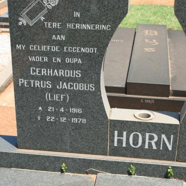 HORN Gerhardus Petrus Jacobus 1916-1978