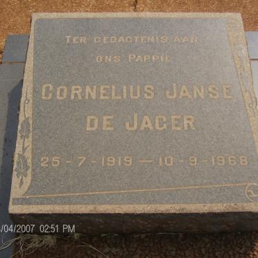 JAGER Cornelius, Janse van 1919-1968