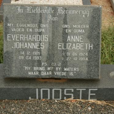 JOOSTE Everhardus Johannes 1921-1993 &amp; Anne Elizabeth 1924-1994
