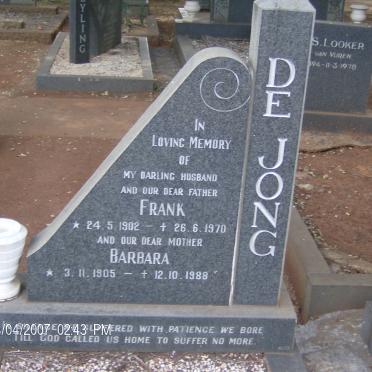 JONG Frank, de 1902-1970 &amp; Barbara 1905-1988