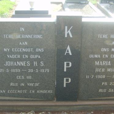 KAPP Johannes H.S. 1899-1975 &amp; Maria A.M. MÜLLER 1908-1995