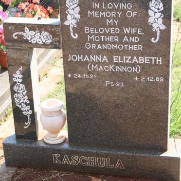 KASCHULA Johanna Elizabeth nee MacKINNON 1921-1989
