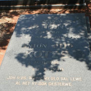 KOTZE Anton Otto 1961-1980 :: HENNING Amanda nee KOTZE 1958-1997