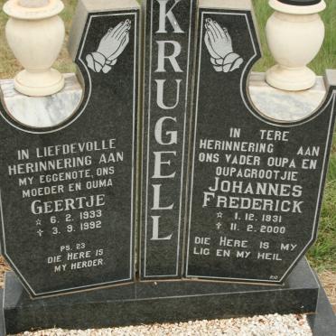 KRUGELL Johannes Frederick 1931-2000 &amp; Geertje 1933-1992