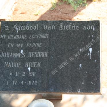 KRIEK Johannes Hendrik Naude 1911-1972