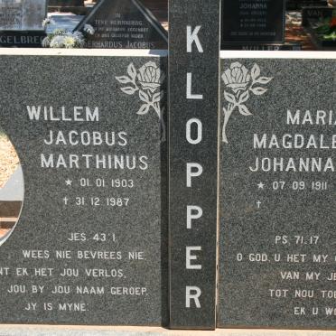 KLOPPER Willem Jacobus Marthinus 1903-1987 &amp; Maria Magdalena Johanna 1911-