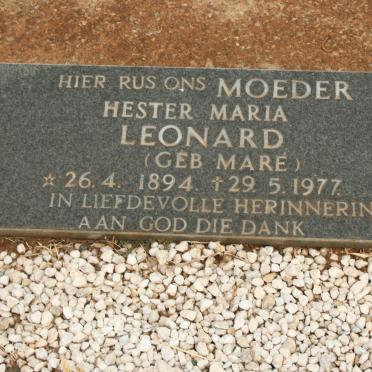 LEONARD Hester Maria nee MARÉ 1894-1977