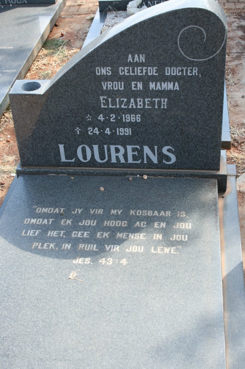 LOURENS Elizabeth 1966-1991