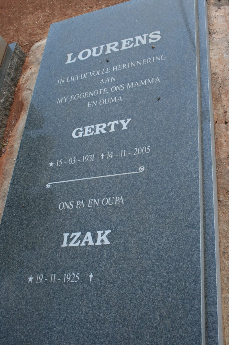 LOURENS Izak 1925- & Gerty 1931-2005