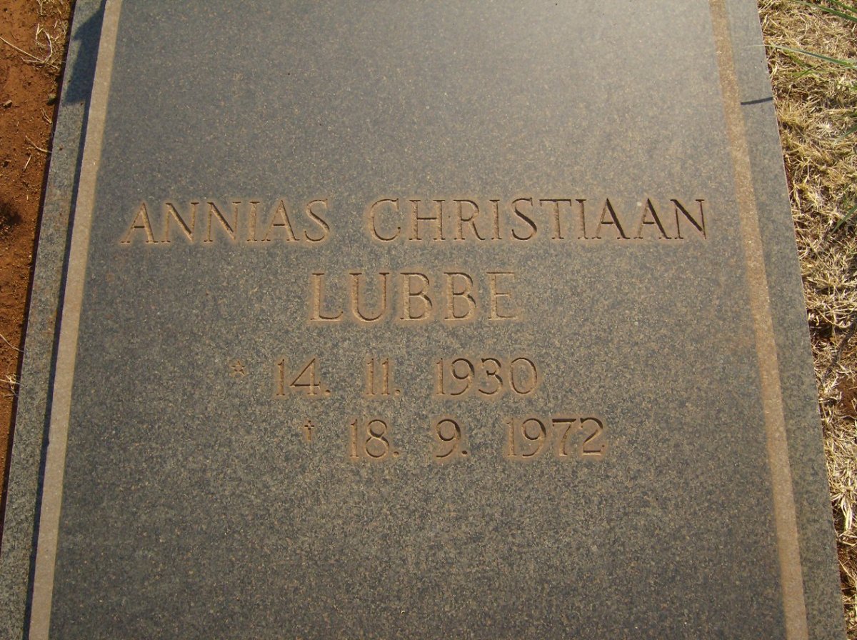 LUBBE Annias Christiaan 1930-1972