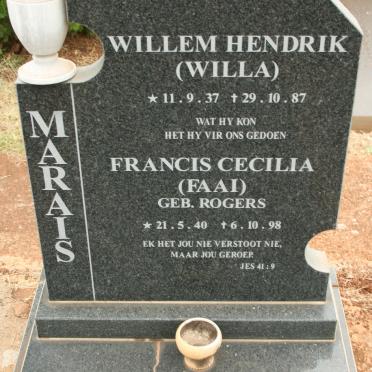 MARAIS Willem Hendrik 1937-1987 &amp; Francis Cecilia ROGERS 1940-1998