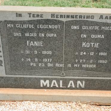 MALAN Fanie 1900-1977 &amp; Kotie 1901-1992