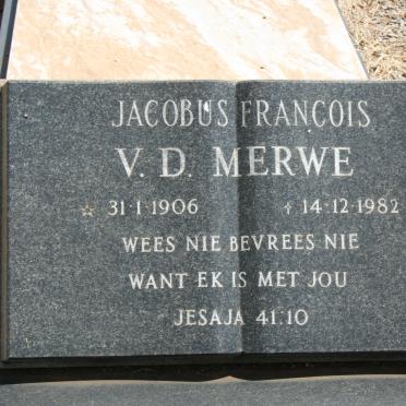 MERWE Jacobus Francois, V.D. 1906-1982