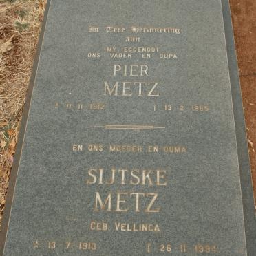 METZ Pier 1912-1985 &amp; Sijtske VELLINGA 1913-1994