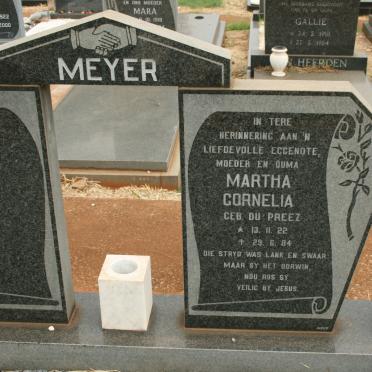 MEYER Martha Cornelia nee DU PREEZ 1922-1984