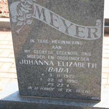 MEYER Johanna Elizabeth 1922-1990