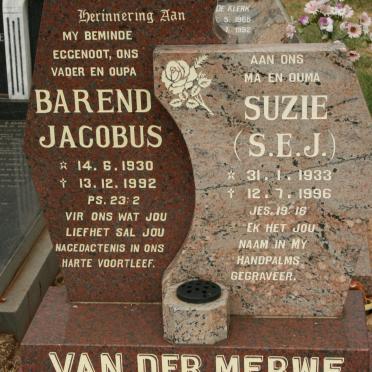 MERWE Barend Jacobus, van der 1930-1992 &amp; S.E.J. 1933-1996