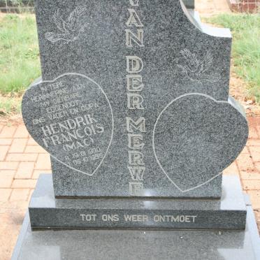 MERWE Hendrik Francois, van der 1930-1995