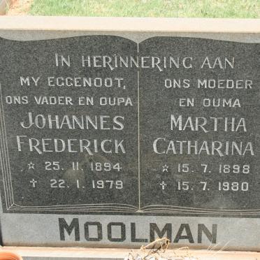 MOOLMAN Johannes Frederick 1894-1979 &amp; Martha Catharina 1898-1980