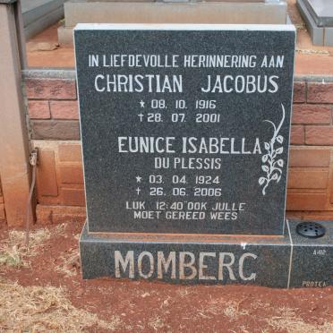 MOMBERG Christian Jacobus 1916-2001 &amp; Eunice Isabella DU PLESSIS 1924-2006