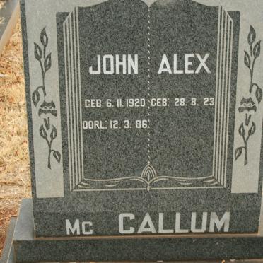 McCALLUM John 1920-1986 &amp; Alex 1923-