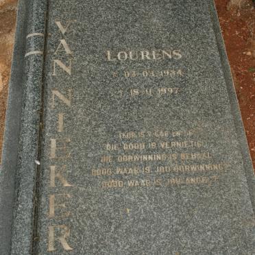 NIEKERK Lourens, van 1934-1997