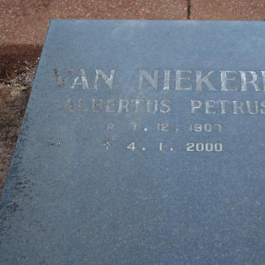 NIEKERK, Albertus Petrus 1907-2000