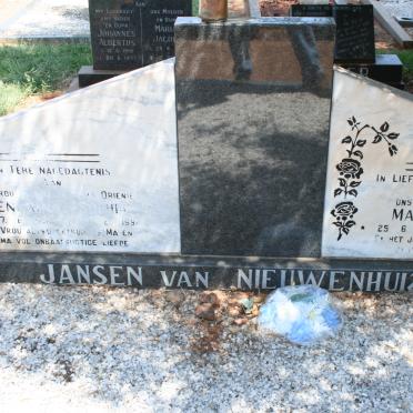 NIEUWENHUIZEN Hendrina Sophia, Jansen van 1931-199? :: JANSEN VAN NIEUWENHUIZEN Maude Evalyn 1959-1977