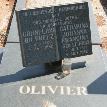 OLIVIER Cornelius Du Preez 1920-1992 &amp; Catharina Johanna Francina LE ROUX 1917-1992