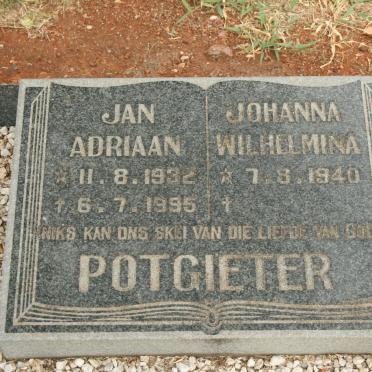 POTGIETER Jan Adriaan 1932-1995 &amp; Johanna Wilhelmina 1940-