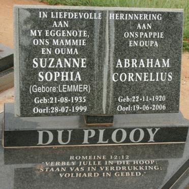 PLOOY Abraham Cornelius. du 1920-2006 &amp; Suzanne Sophia LEMMER 1935-1999