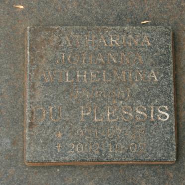 PLESSIS Catharina Johanna Wilhelmina, du nee HUMAN 1921-2002