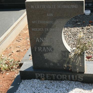 PRETORIUS Annie Francis 1927-1989