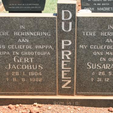 PREEZ Gert Jacobus, du 1904-1982 &amp; Susara J.G. 1912-1979